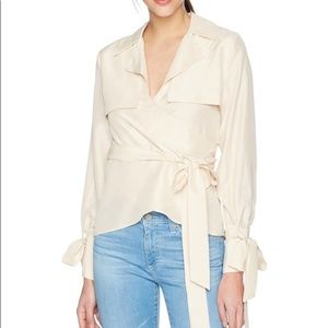 $300 Nicole Miller Silk Safari Wrap Blouse